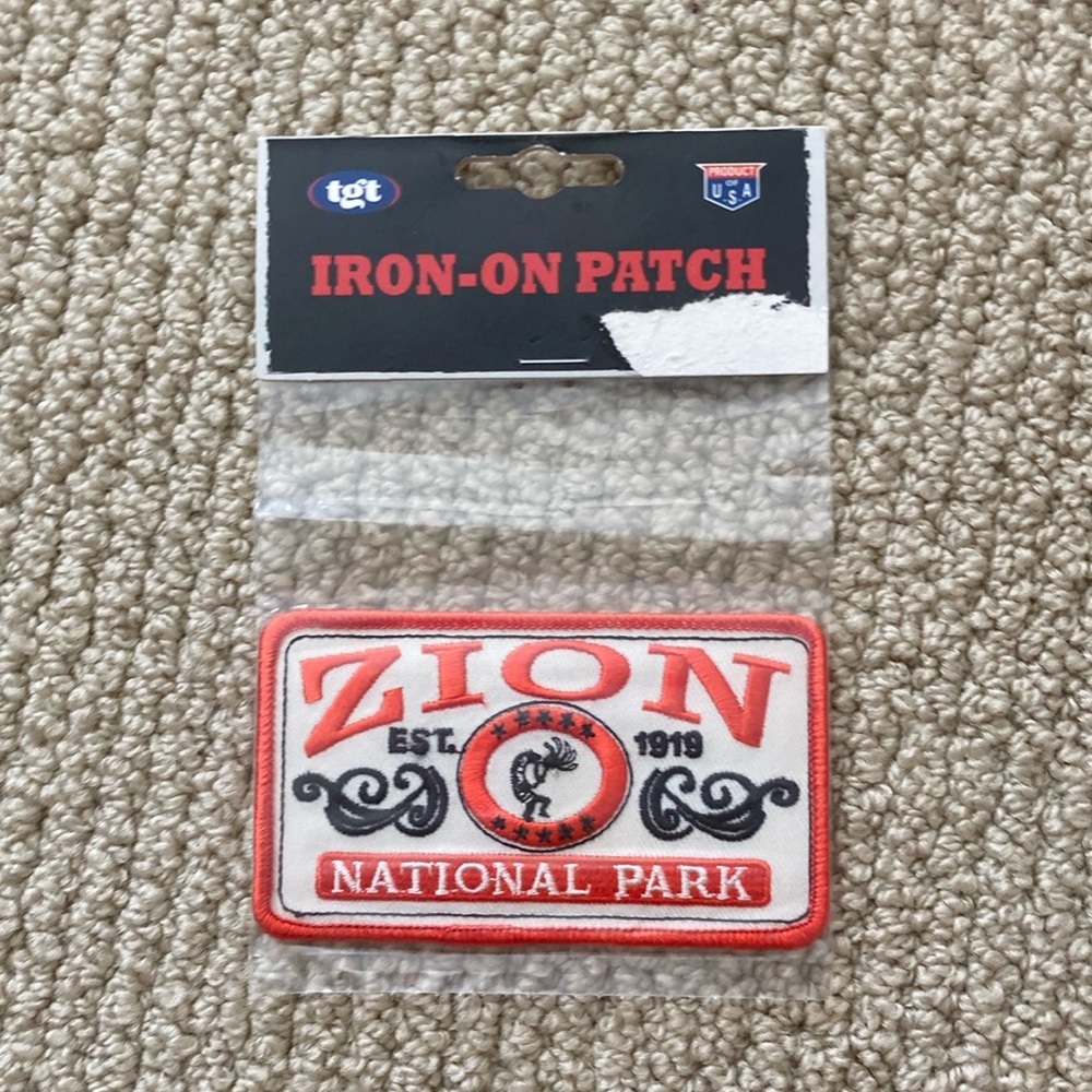Zion National Park Iron On Patch Red White Abstract Parks Project Utah NWT